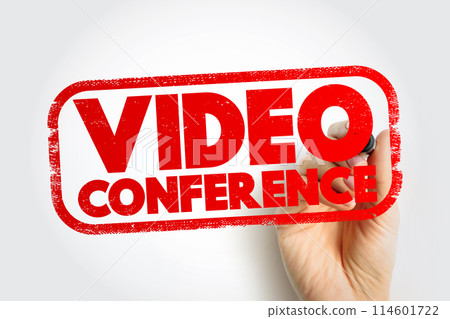 Video Conference text stamp, concept background 114601722