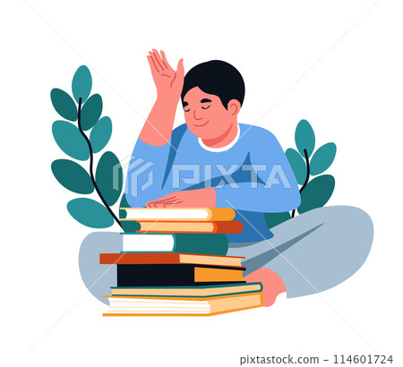 Young Male Student Studying Outdoors Young Male Student Studying Outdoors 114601724