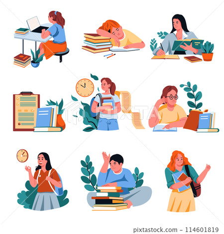 Student and teacher vector icons 114601819
