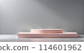 Minimalistic podium in bright blue pastel colors designed for product presentation 114601962