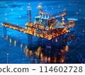 3D rendering , Blue screen Oil rig constructtion plant overlay with wireframe  on black background 114602728