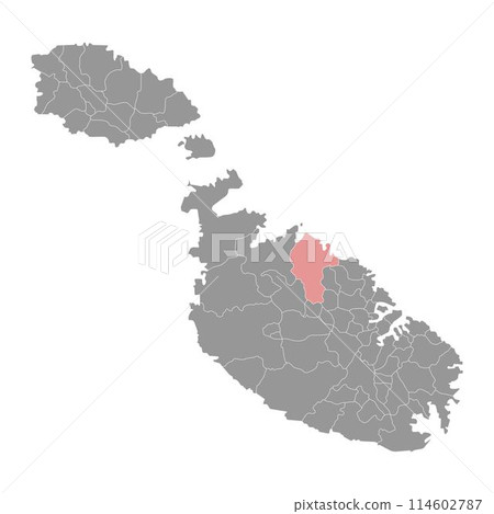 Naxxar District map, administrative division of Malta. Vector illustration. 114602787