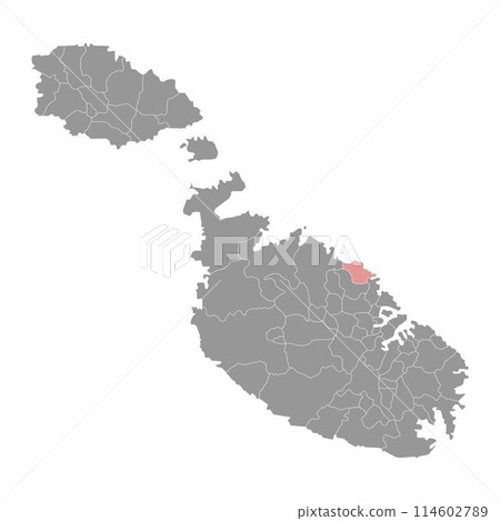 Pembroke District map, administrative division of Malta. Vector illustration. 114602789