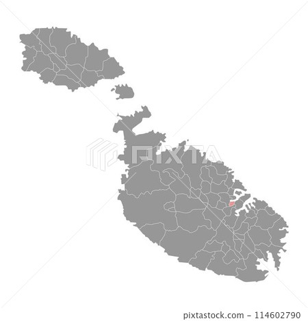 Pieta District map, administrative division of Malta. Vector illustration. 114602790