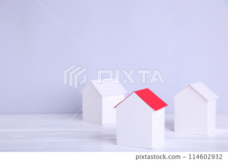 Paper town. Papercraft house and papercraft building. 114602932