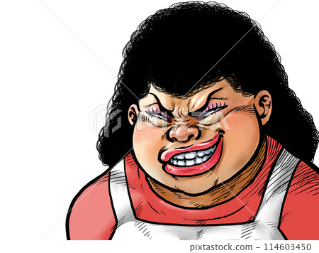 一位老婦人用手托著下巴微笑的插圖 114603450