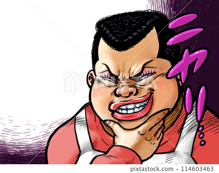 一位老婦人用手托著下巴微笑的插圖 114603463