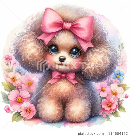 Toy poodle with ribbon Toy poodle with ribbon 114604132