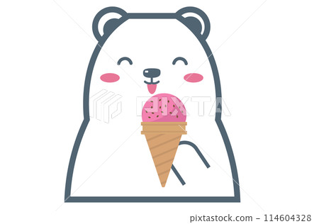 Polar bear eating ice cream. Vector illustration Polar bear eating ice cream. Vector illustration 114604328