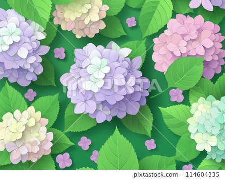 Colorful hydrangea paper craft 114604335