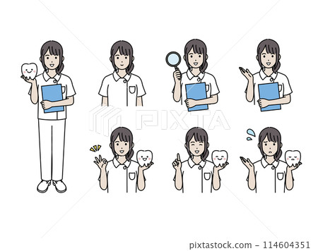 Dentist and dental hygienist female illustration set Dentist and dental hygienist female illustration set 114604351