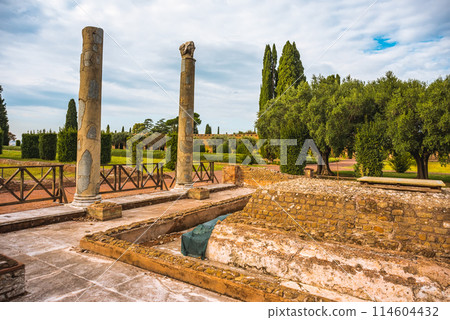 Villa Adriana or Hadrian's Villa. Roman archaeological complex at Tivoli, Italy 114604432