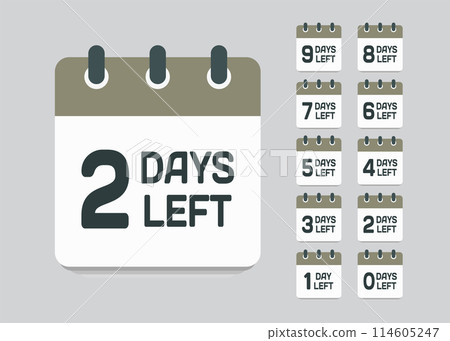 Countdown daily page calendar icon - 2 days left Countdown daily page calendar icon - 2 days left 114605247