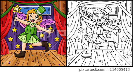 Circus Girl Dressed As Fairy Colored Illustration Circus Girl Dressed As Fairy Colored Illustration 114605413