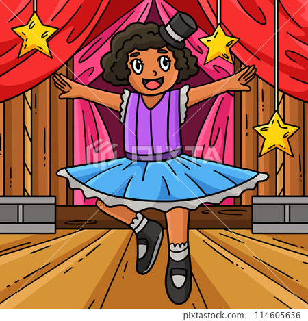 Circus Ballerina Colored Cartoon Illustration Circus Ballerina Colored Cartoon Illustration 114605656