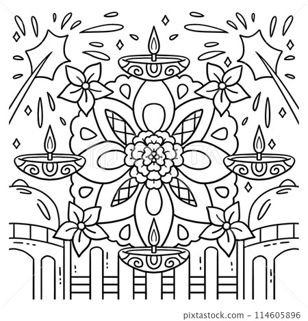 Diwali Rangoli Coloring Page for Kids 114605896