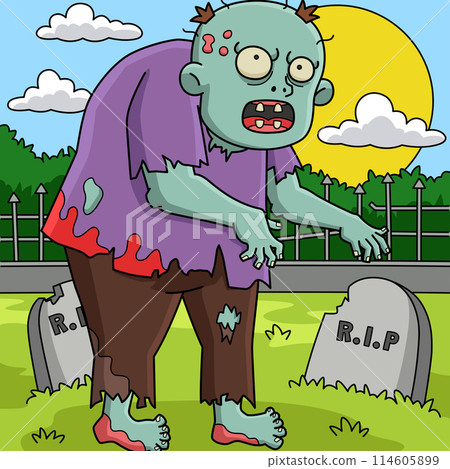 Zombie Big Man Colored Cartoon Illustration Zombie Big Man Colored Cartoon Illustration 114605899
