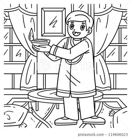 Diwali Child Holding Candle Coloring Page for Kids Diwali Child Holding Candle Coloring Page for Kids 114606023