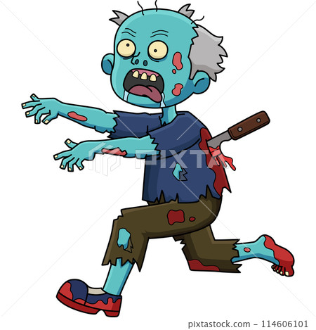 Running Zombie Cartoon Colored Clipart  114606101