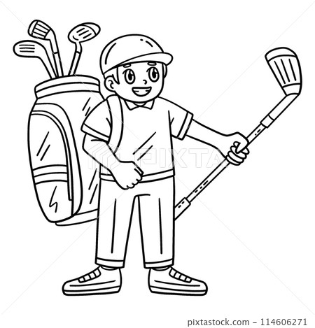 Golf Caddie with a Club Isolated Coloring Page Golf Caddie with a Club Isolated Coloring Page 114606271