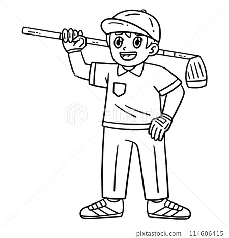 Golf Golfer with a Club Isolated Coloring Page Golf Golfer with a Club Isolated Coloring Page 114606415