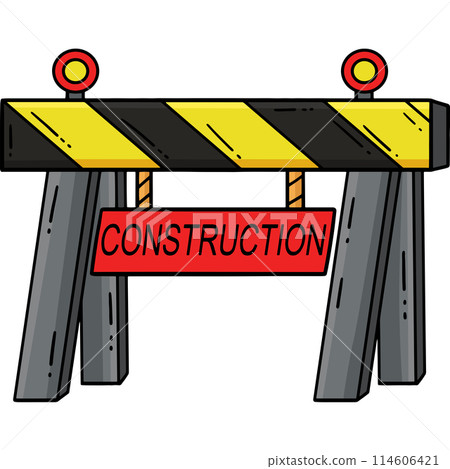 Construction Road Barrier Cartoon Colored Clipart Construction Road Barrier Cartoon Colored Clipart 114606421
