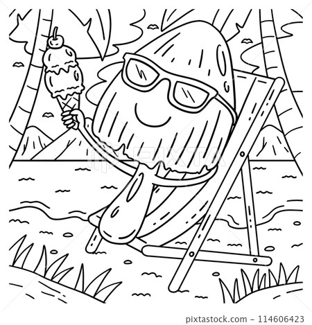 Mushroom with Ice Cream Coloring Page for Kids Mushroom with Ice Cream Coloring Page for Kids 114606423