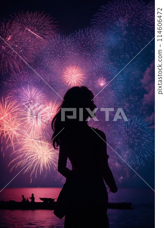 煙火女性剪影「AI生成圖像」圖案 煙火女性剪影「AI生成圖像」圖案 114606472