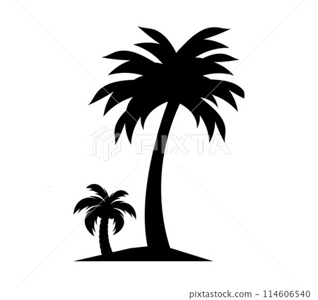 Black single palm tree silhouette icon isolated Black single palm tree silhouette icon isolated 114606540