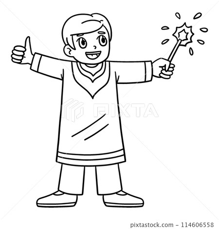 Diwali Child with Sparkler Isolated Coloring Page Diwali Child with Sparkler Isolated Coloring Page 114606558