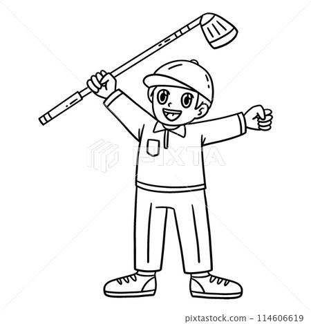 Golf Golfer Raising Hands Isolated Coloring Page Golf Golfer Raising Hands Isolated Coloring Page 114606619