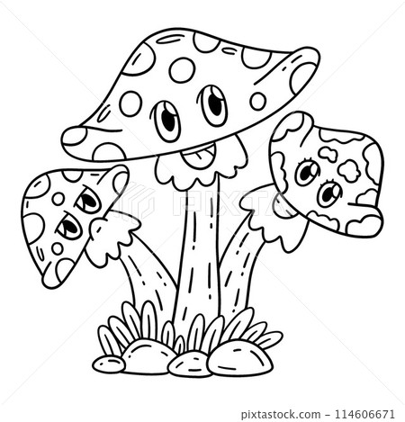 Mushroom Siblings Isolated Coloring Page for Kids Mushroom Siblings Isolated Coloring Page for Kids 114606671