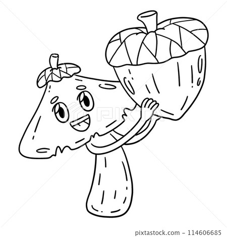 Mushroom and Acorn Isolated Coloring Page for Kids Mushroom and Acorn Isolated Coloring Page for Kids 114606685