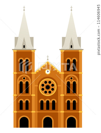 Cathedral of Our Lady of Saigon - flat design style single isolated image Cathedral of Our Lady of Saigon - flat design style single isolated image 114606945