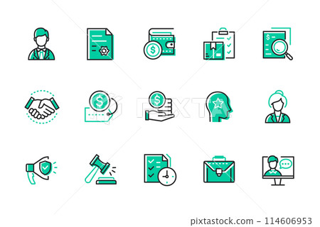 Legal services - set of line design style icons 114606953