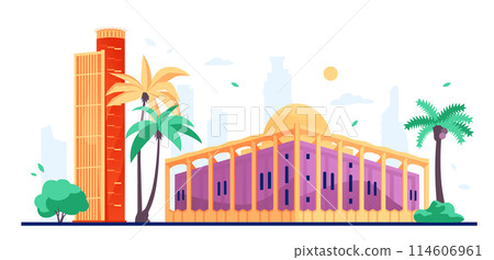The Knesset architectural building - modern colored vector illustration 114606961