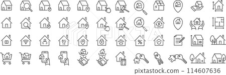 Vector house line icon set Vector house line icon set 114607636