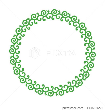 帶有蔓藤花紋圖案的圓形裝飾框插圖 114607659