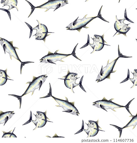 tuna moving seamless pattern. tuna moving seamless pattern. 114607736
