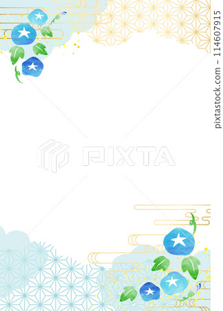 Summer/summer greetings/morning glory/Japanese pattern/light blue/luxury/background 114607915