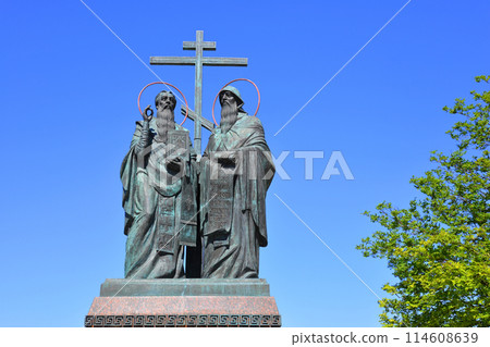 Monument to Cyril and Methodius, creators of the Old Slavic alphabet and Church Slavic language Monument to Cyril and Methodius, creators of the Old Slavic alphabet and Church Slavic language 114608639