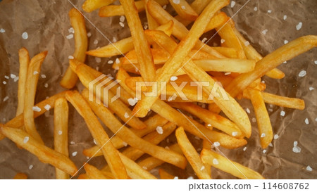 Freeze Motion of Flying French Fries, Top Shot Freeze Motion of Flying French Fries, Top Shot 114608762
