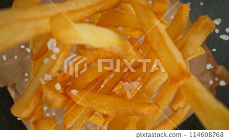 Freeze Motion of Flying French Fries, Top Shot Freeze Motion of Flying French Fries, Top Shot 114608768