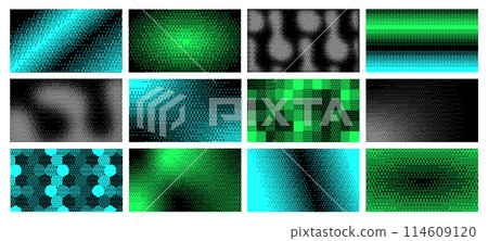 Dithering pixel art pattern. Abstract digital dither backgrounds, pixelated gradient transitions wallpaper vector set 114609120