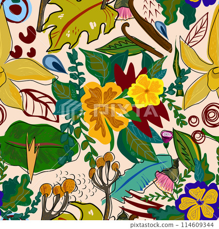 seamless pattern with autumn leaves seamless pattern with autumn leaves 114609344