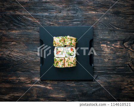 sushi rolls with vegetable filling sushi rolls with vegetable filling 114610521