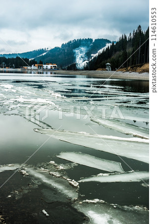 beautiful montain landscape with lake beautiful montain landscape with lake 114610553