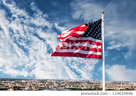 american flag waving 114610606
