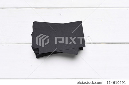stack of black business cards 114610691