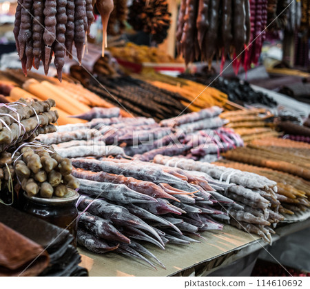 national sweets churchkhela at Georgian street market 114610692